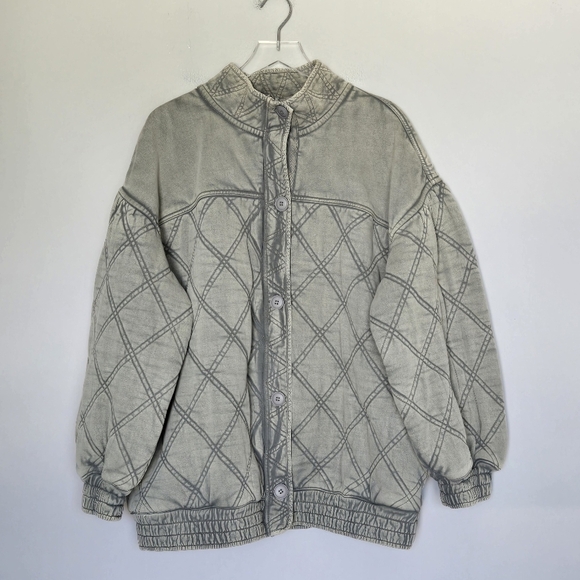 NWT Free People Juno Jacket Laurel Oak Green Boho Quilted Bomber Oversized M - Picture 5 of 14